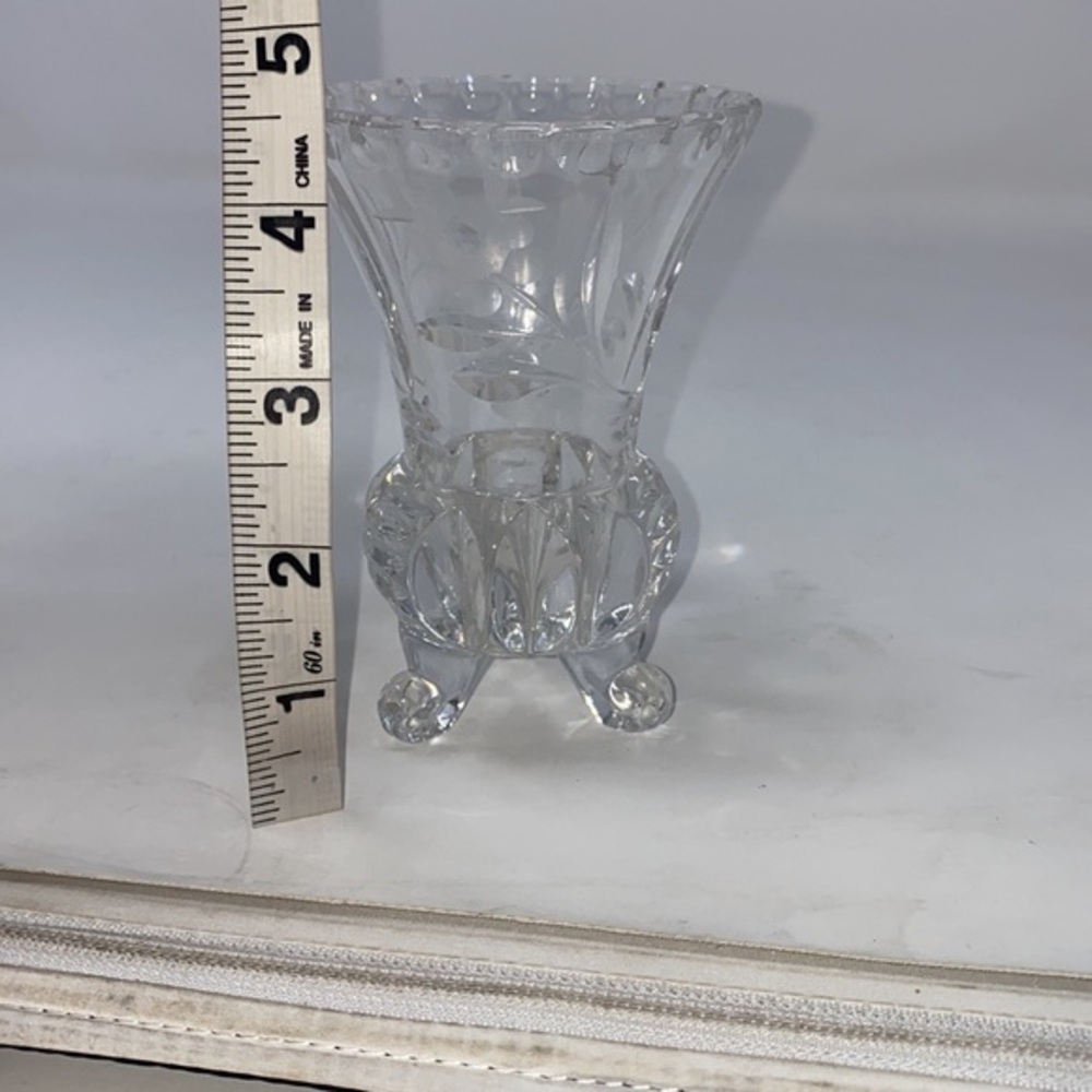 Vintage‎ Crystal Vase Footed Pinwheel Crystal Flower Vase - Picture 6 of 7